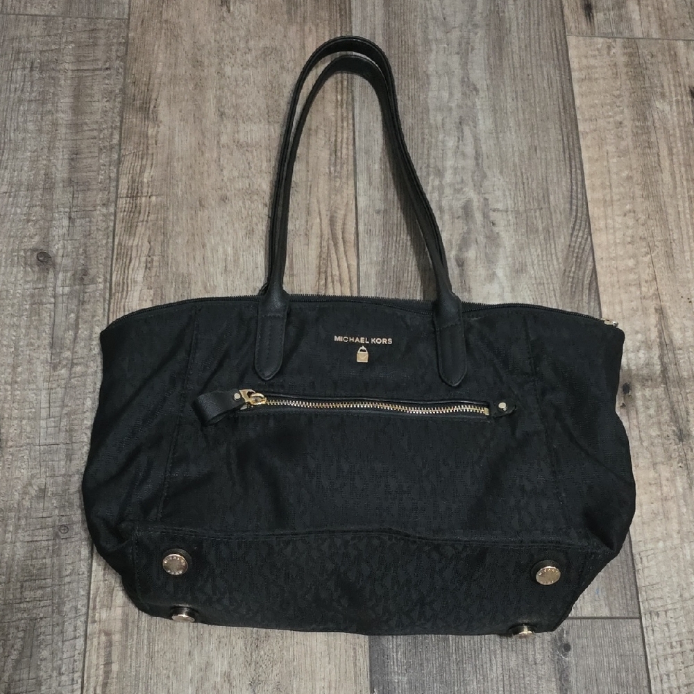 Michael Kors Navy Nylon Kelsey Bag Gold Hardware New Admiral Medium Sz Tote